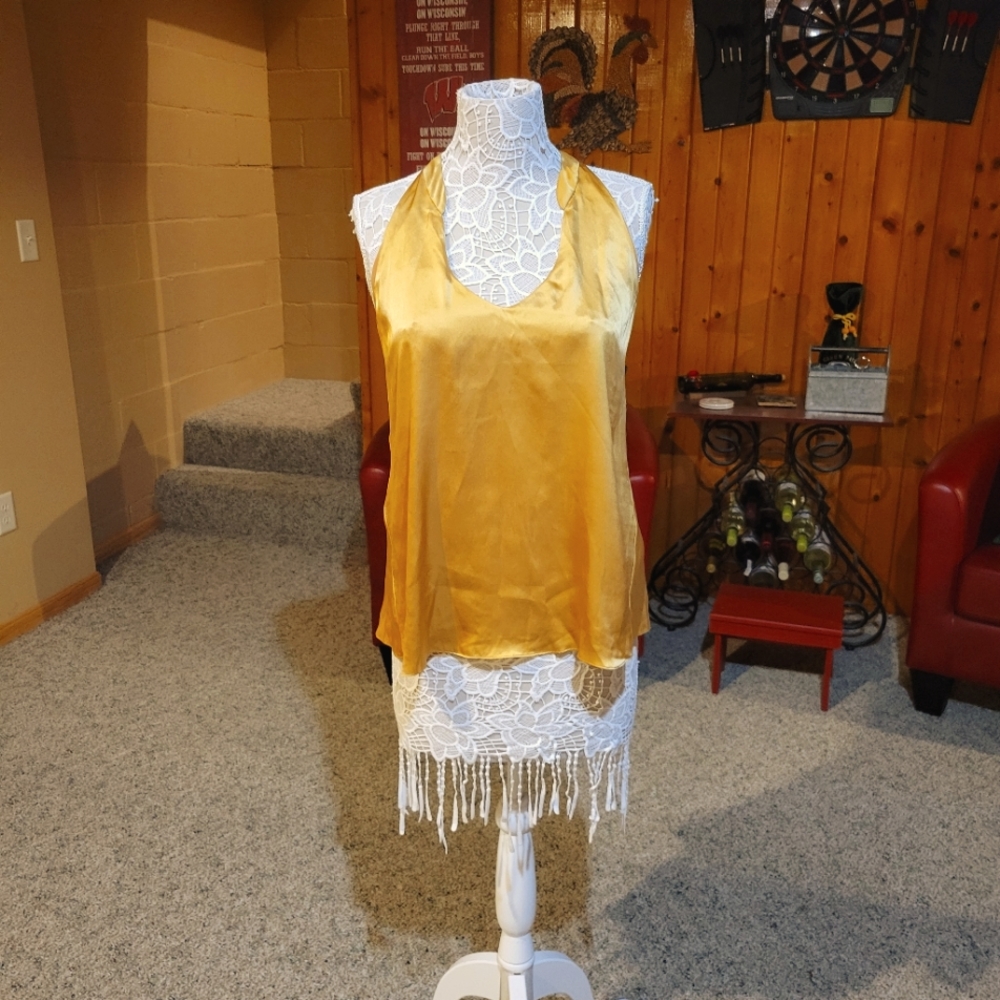 Elizabeth and James gorgeous gold silk top